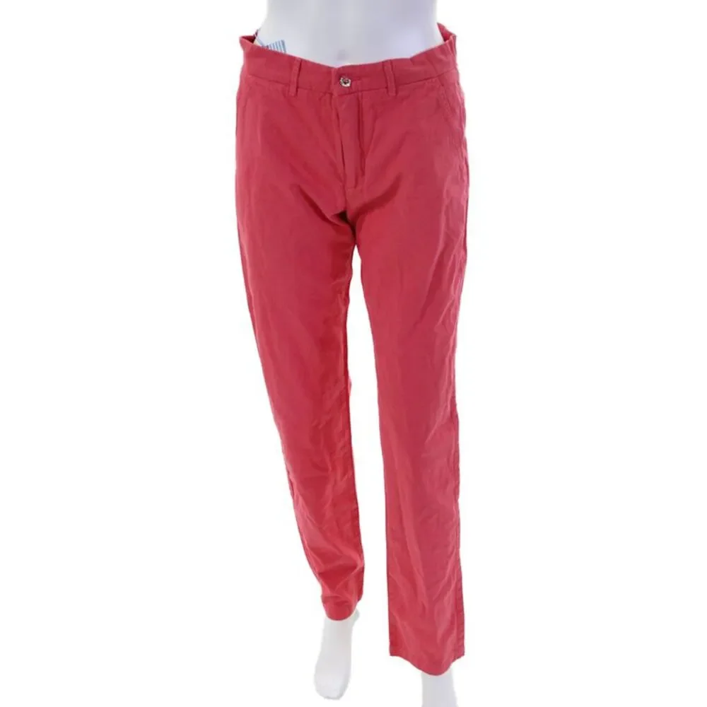 Les Canebiers Womens Cotton Zip Button Boot Leg Lined Pants Pink Size XS